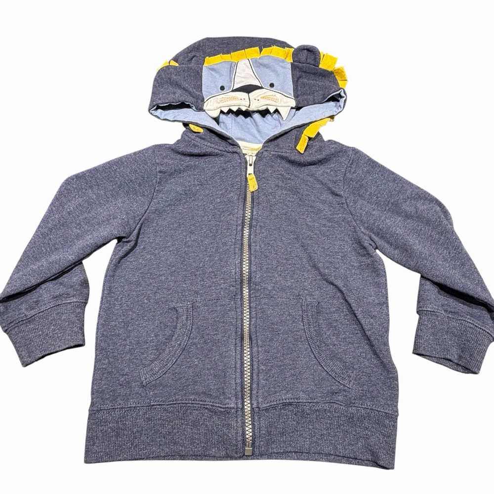 Rorie Whelan Boys 4T Lion Hoodie Full Zip Up Jacket Sweatshirt Blue Yellow White